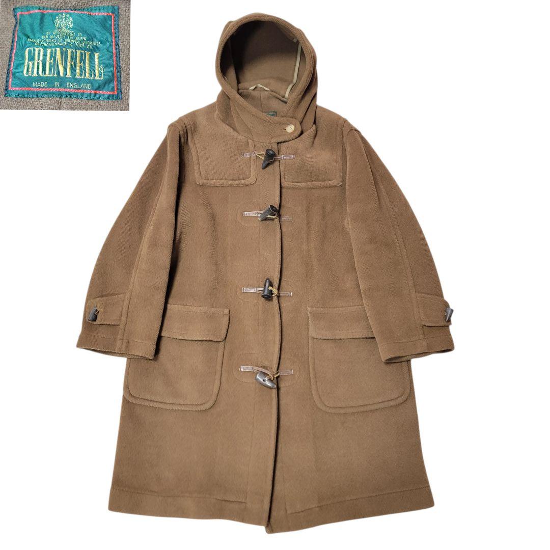 大きめ グレンフェル ムーアブルック生地 ヘリンボーンダッフルコート