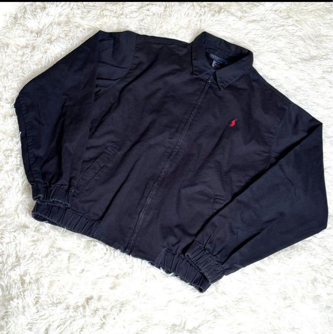 80s90s　ラルフローレン　スイングトップ　短丈　コットン　ブラック　サイズL