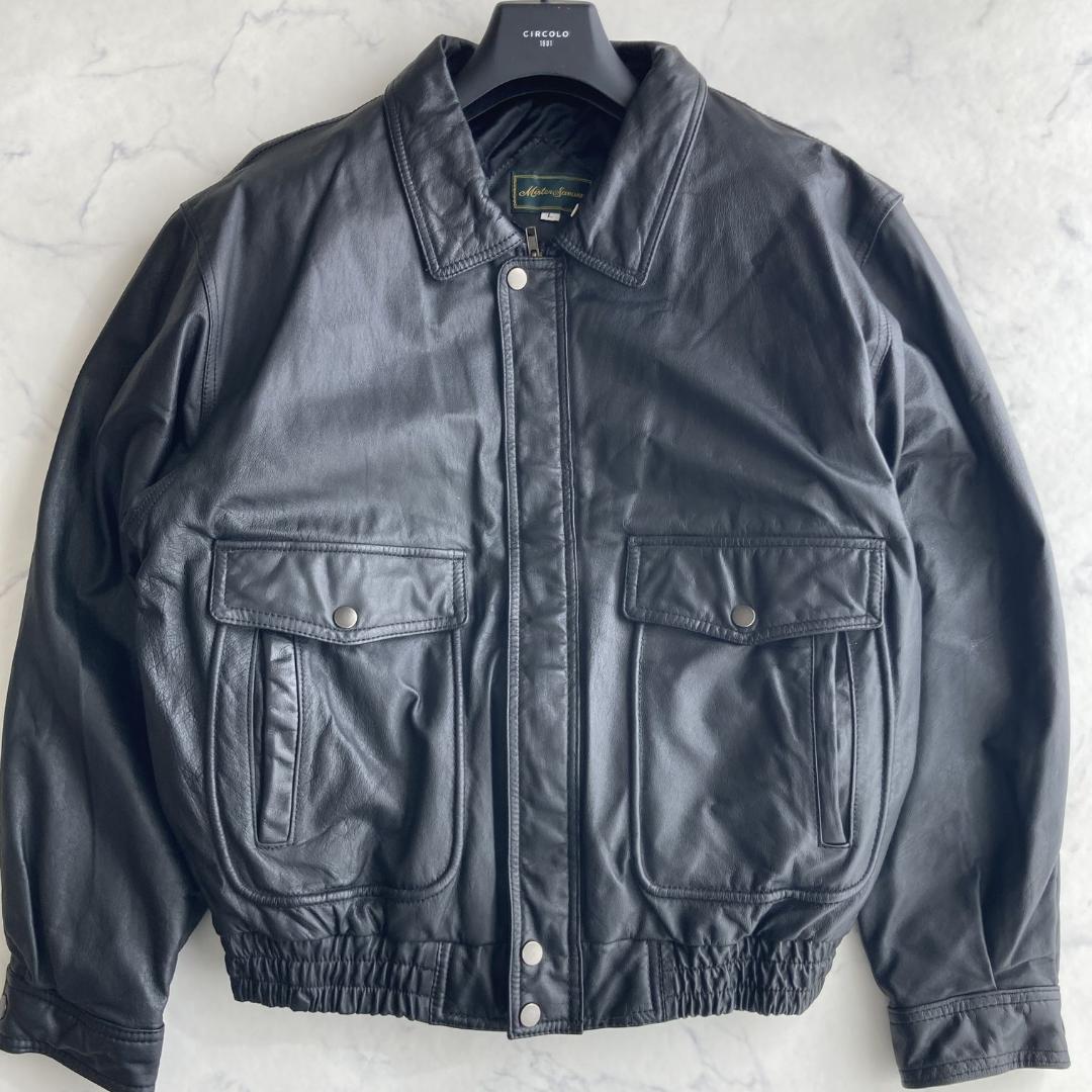 サイズＬ【タイプA-2】フライトレザージャケット 丈短レザーブルゾン ブラック