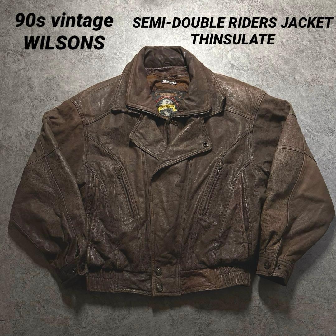 90s WILSON レザージャケット　セミダブルライダース　シンサレート　短丈