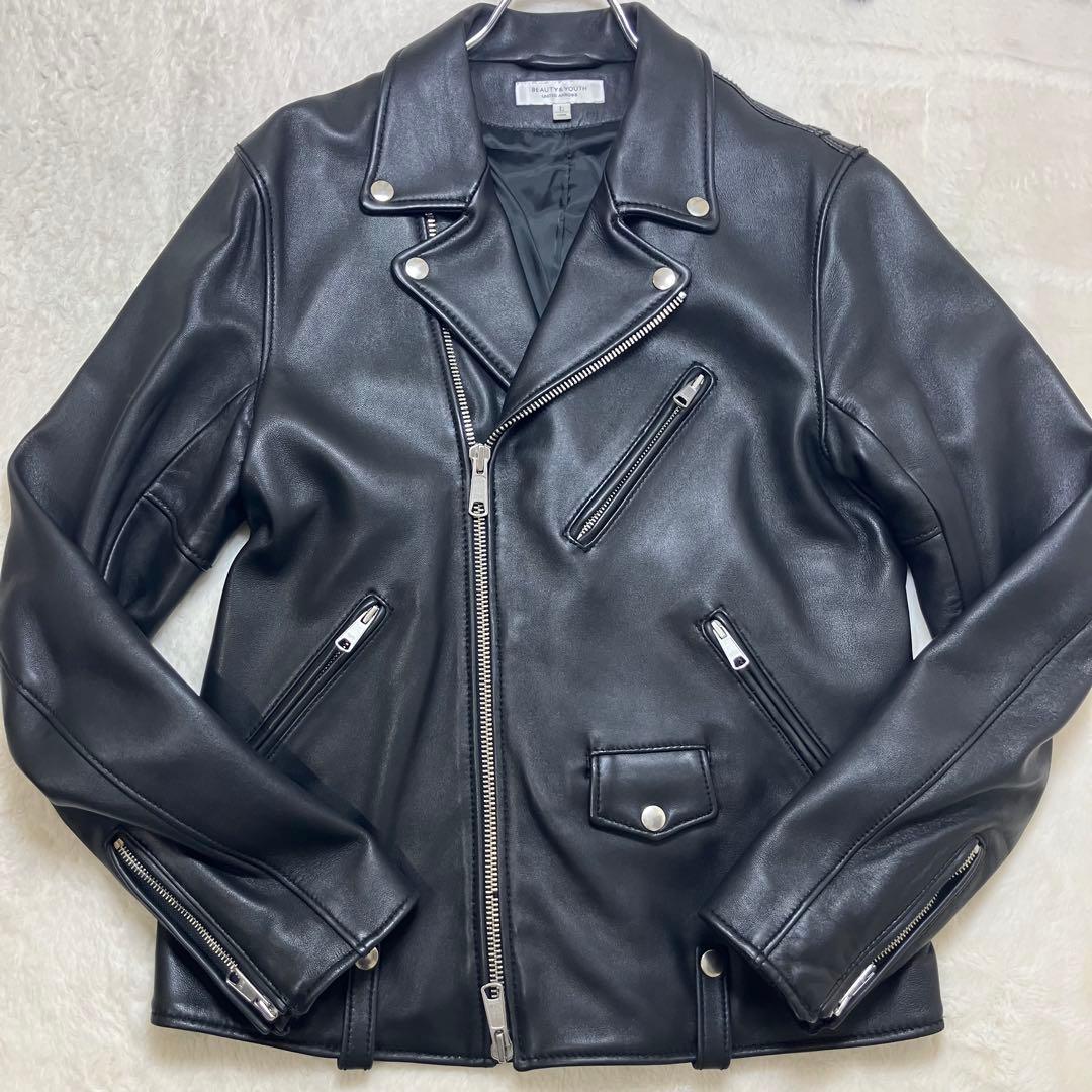 ユナイテッドアローズ L 羊革 ラムレザー ダブルライダースジャケット