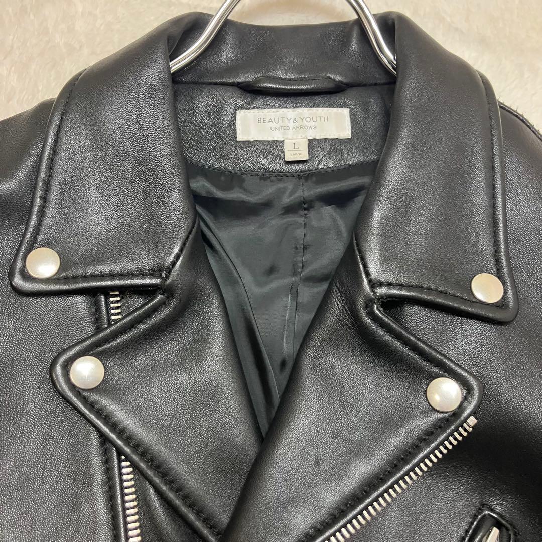 ユナイテッドアローズ L 羊革 ラムレザー ダブルライダースジャケット