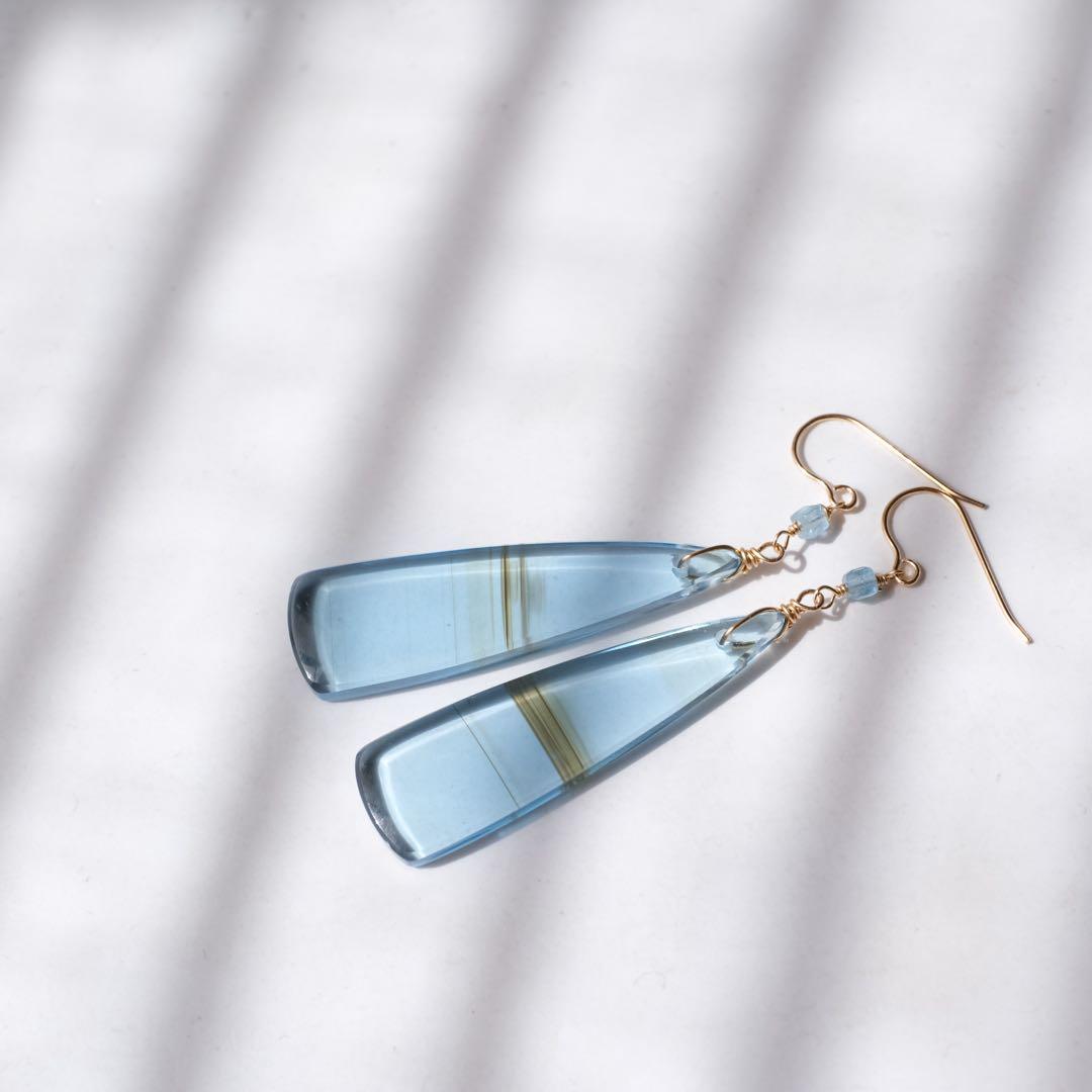 みっちゃん ♦︎14kgfブルーオブシディアンピアス/イヤリング