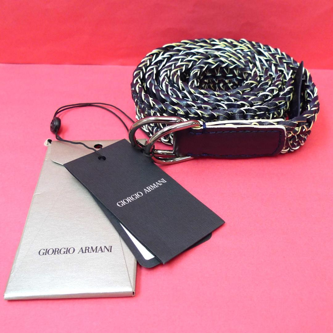 【未使用】ジョルジオアルマーニ　リングベルト　レザー　メッシュ　８５/３４