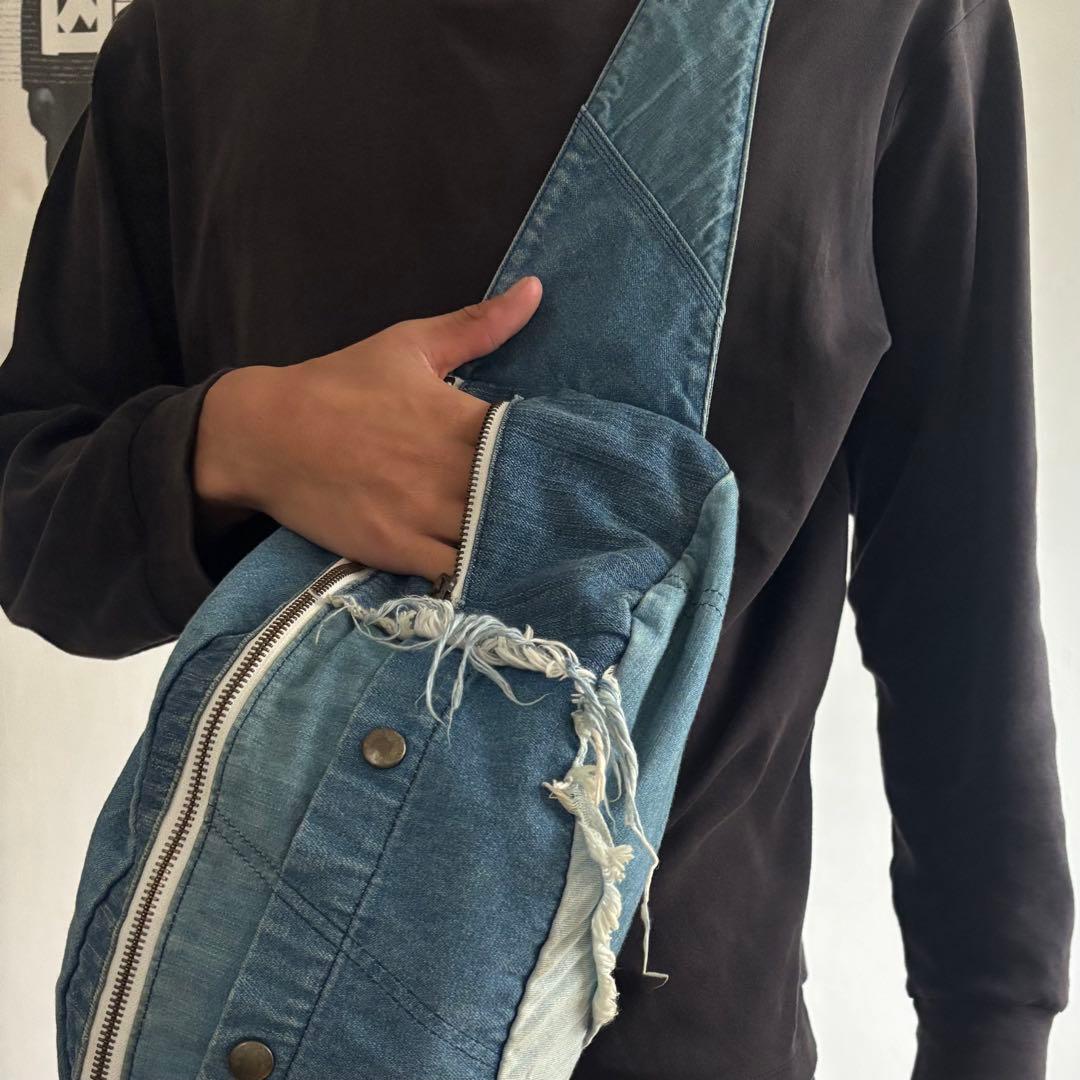 NOZOMI ISHIGURO 特大 デニム パッチワーク 加工 メッセンジャー