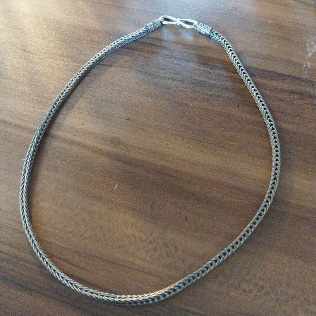 純銀！シルバー990 編み込み ネックレス フック式 クロム 喜平チェーン