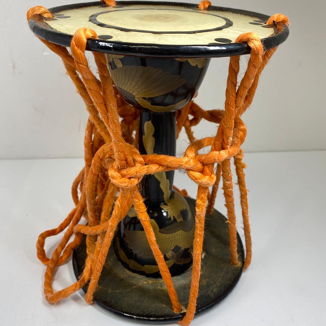 時代　鳳凰蒔絵　小鼓　高さ26.6㎝　トニヒ　東な7-0312☆2F