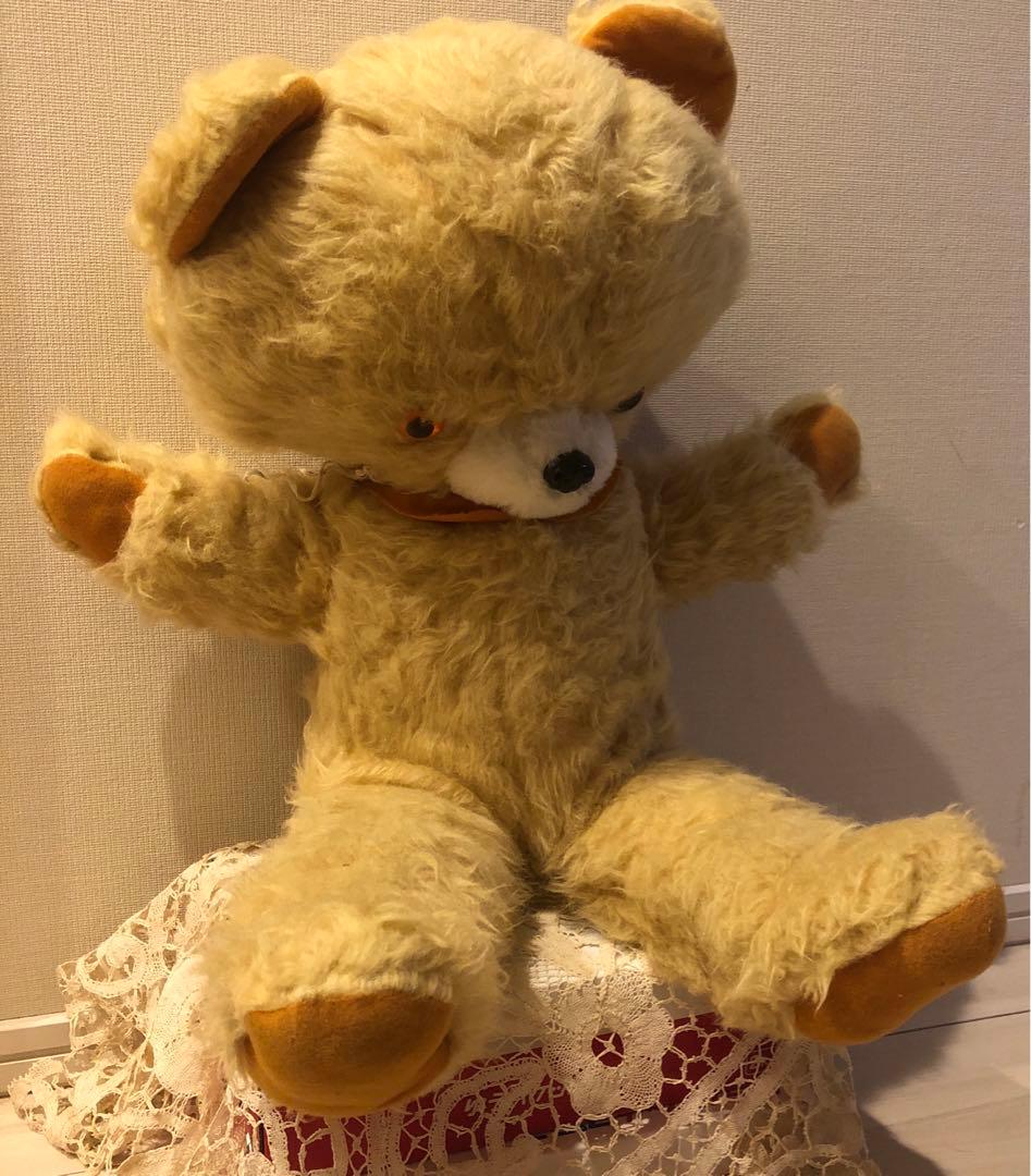 夜中のタイムセール　アンティーク　ヴィンテージ フランス　テディベア　くま　大 フランス茶色のお耳のアンティークベア59cm 1930-40年代頃 gt-983の