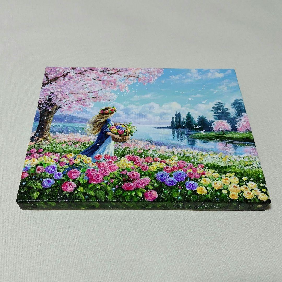 花に囲まれて】アクリル画 F3 風景画 絵画 - メルカリ