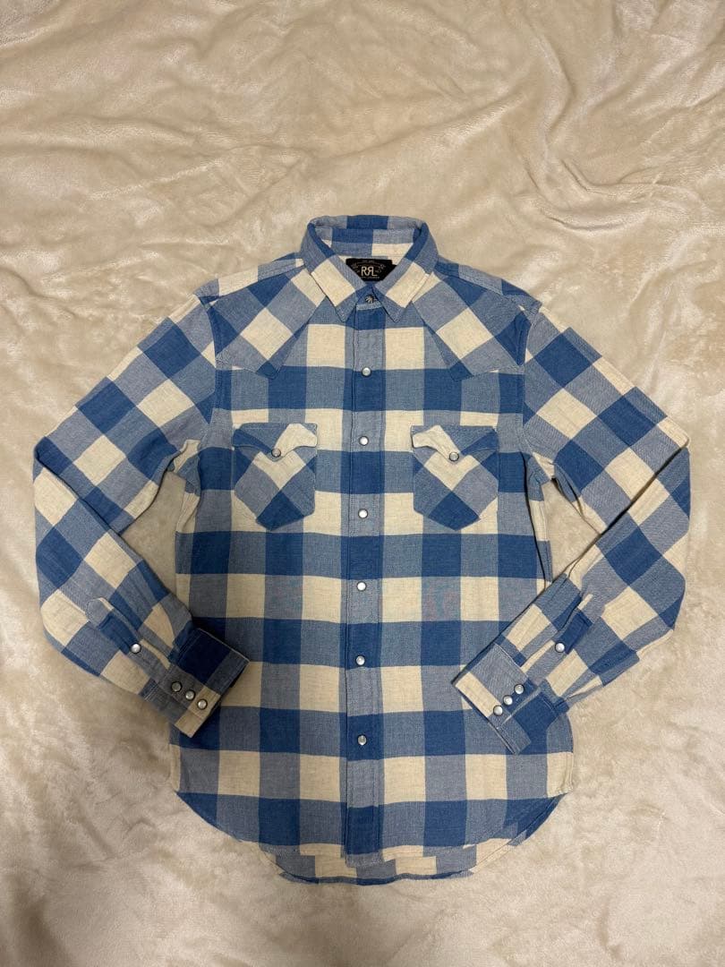 RRLダブルアールエル スリムフィット チェック ツイル ウエスタンシャツ S