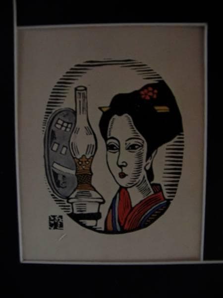 川上　澄生、ランプと女、希少な額装用画集より、美品、新品額装付