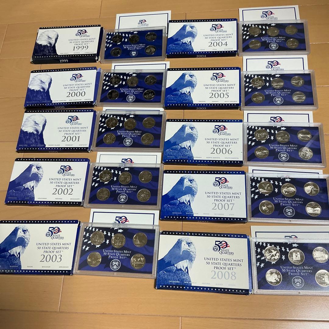 アメリカ　50州　硬貨 プルーフ　コンプリート　1999〜2008年　10年