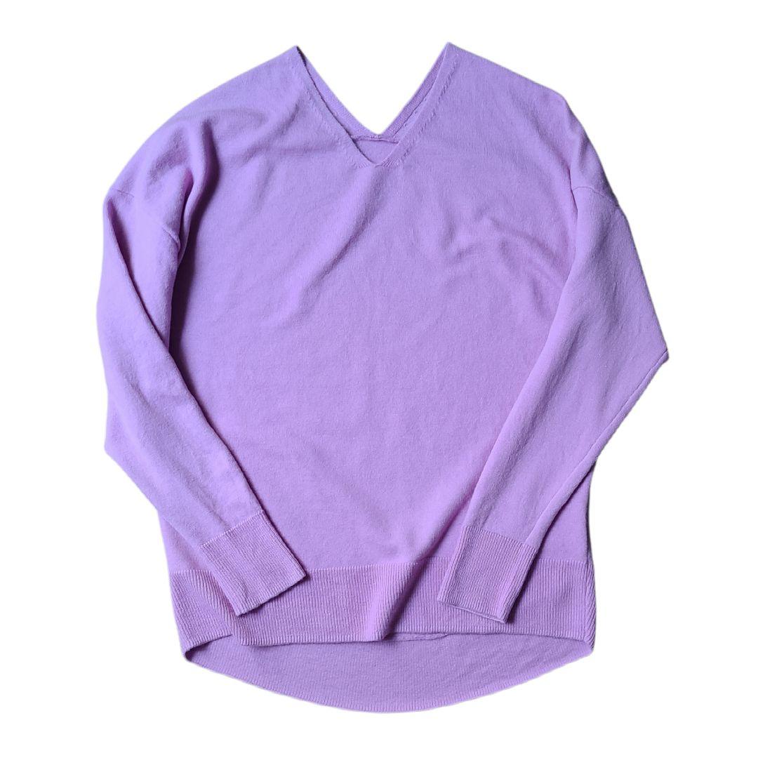 カデュネ CADUNE ウール Vネック ニット ラベンダー ピンク パープル
