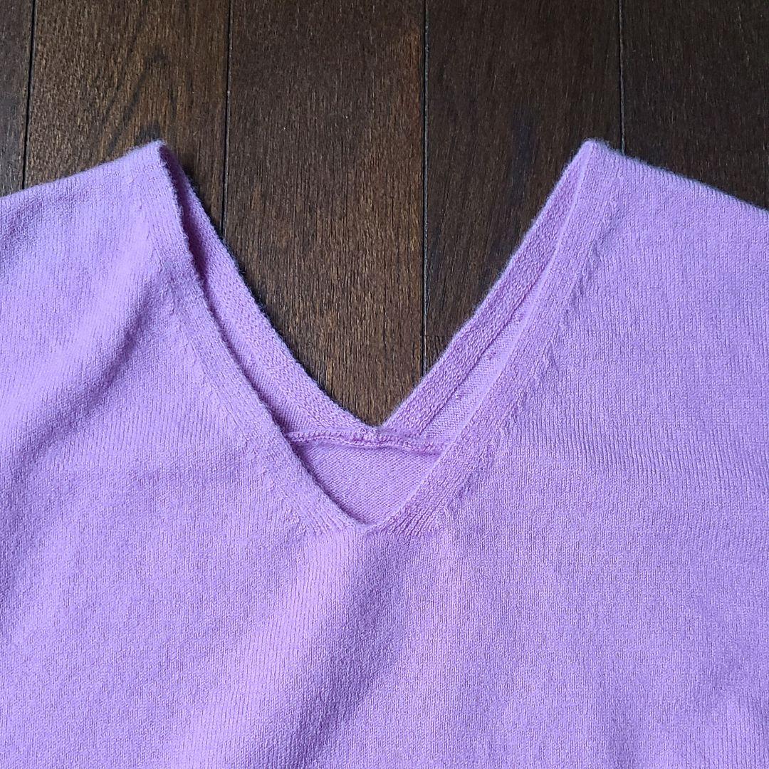 カデュネ CADUNE ウール Vネック ニット ラベンダー ピンク パープル