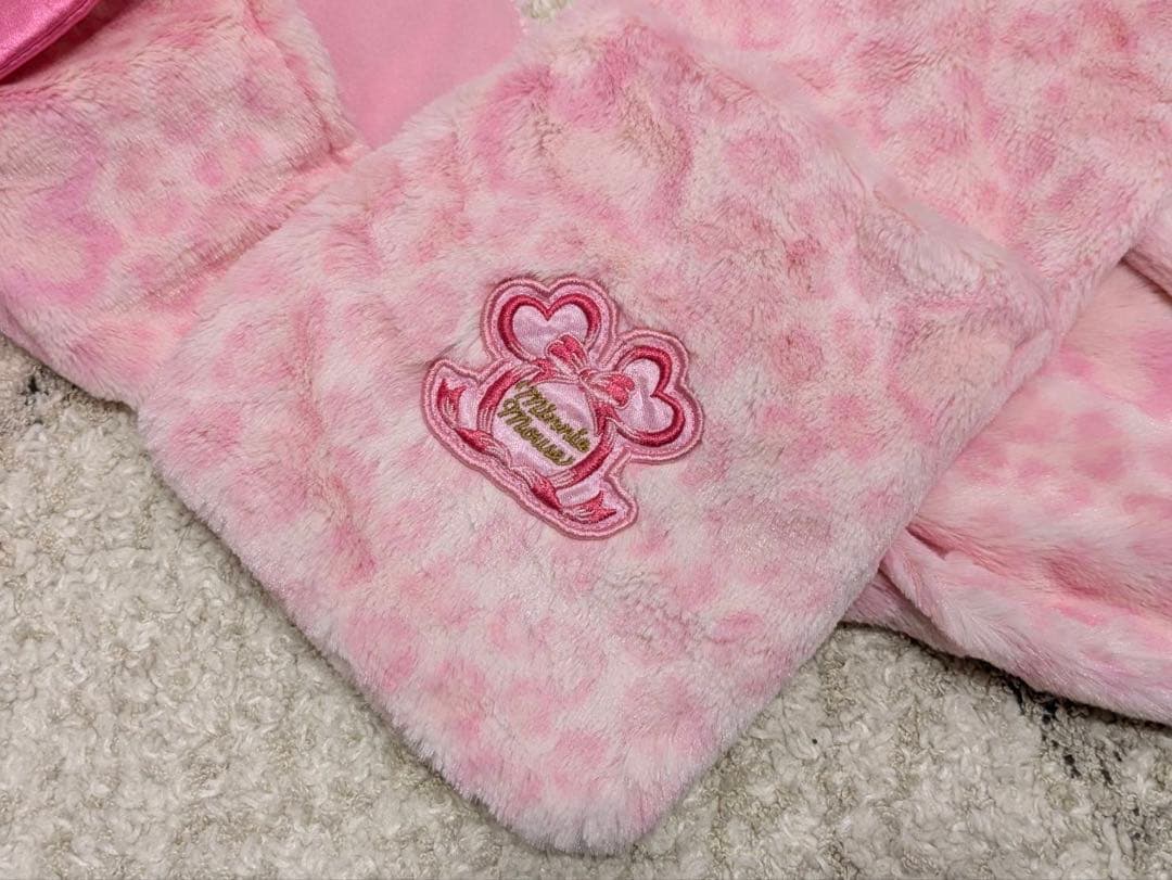 レア】ディズニー ファンキャップ マフラー ミニー ヒョウ柄 ピンク