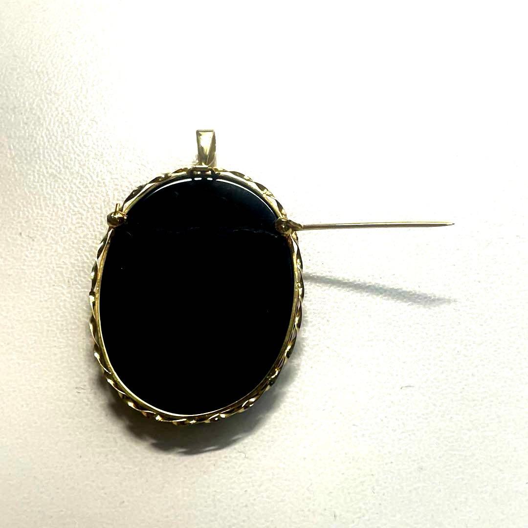 メノウインタリオ 18金カメオブローチ兼ペンダントトップ B98