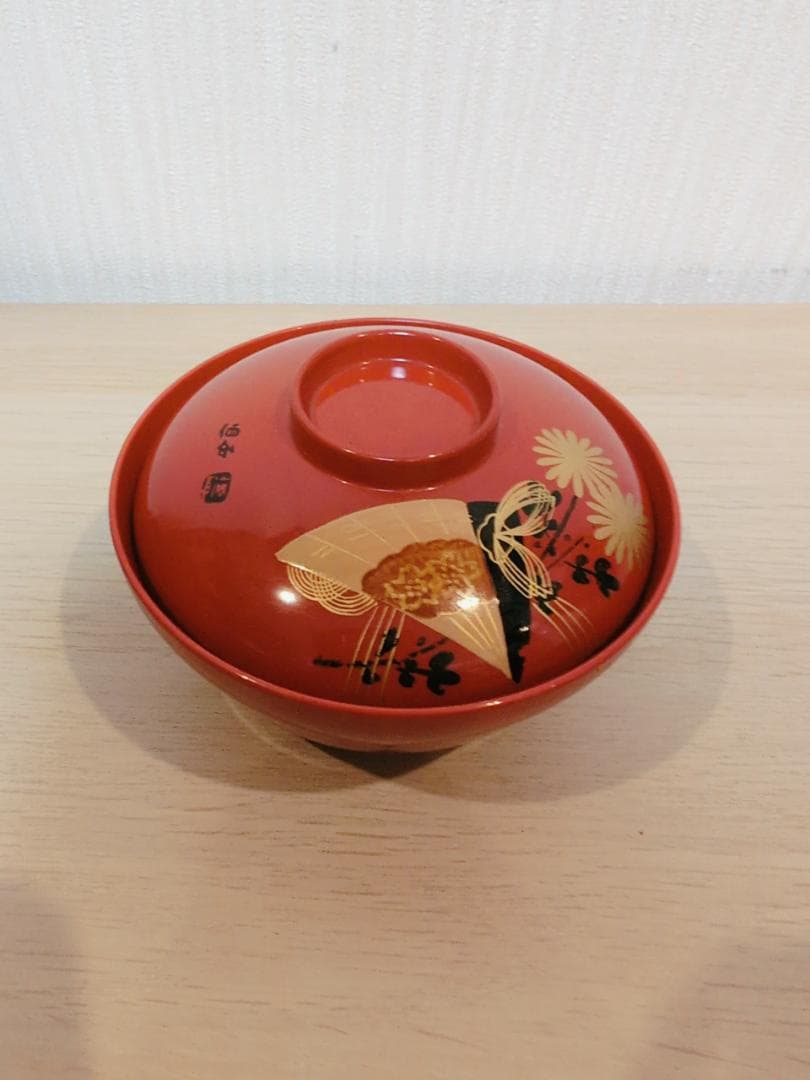 8-3 3客セット お椀 朱色 漆器