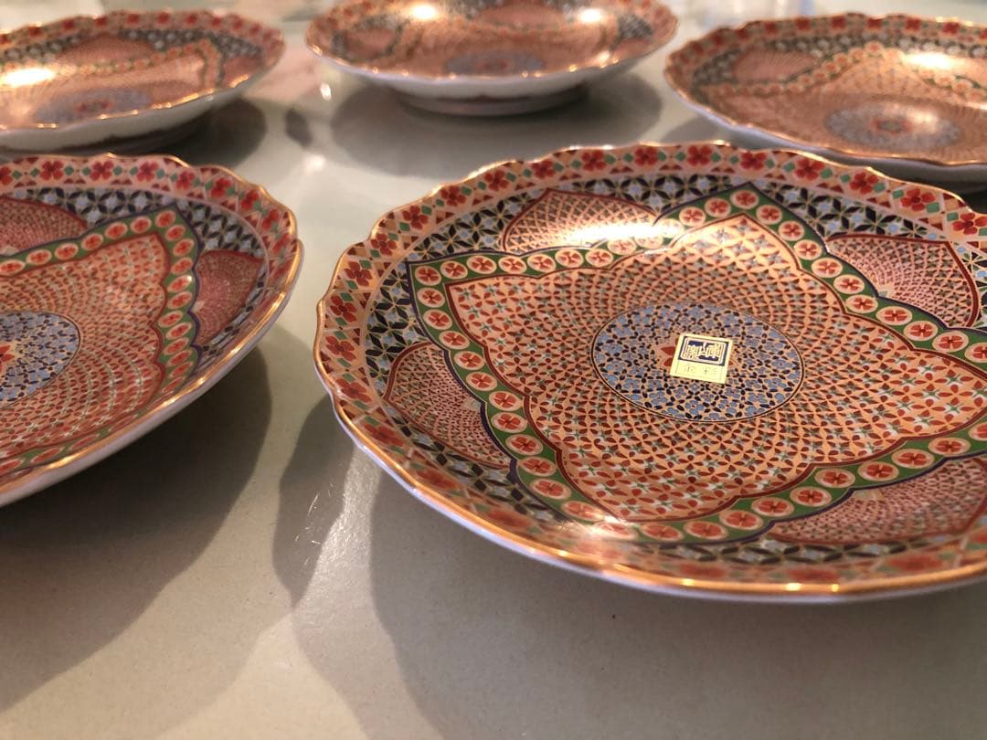 【未使用品】九谷焼，有田焼，庫山窯、金彩，皿五点セット