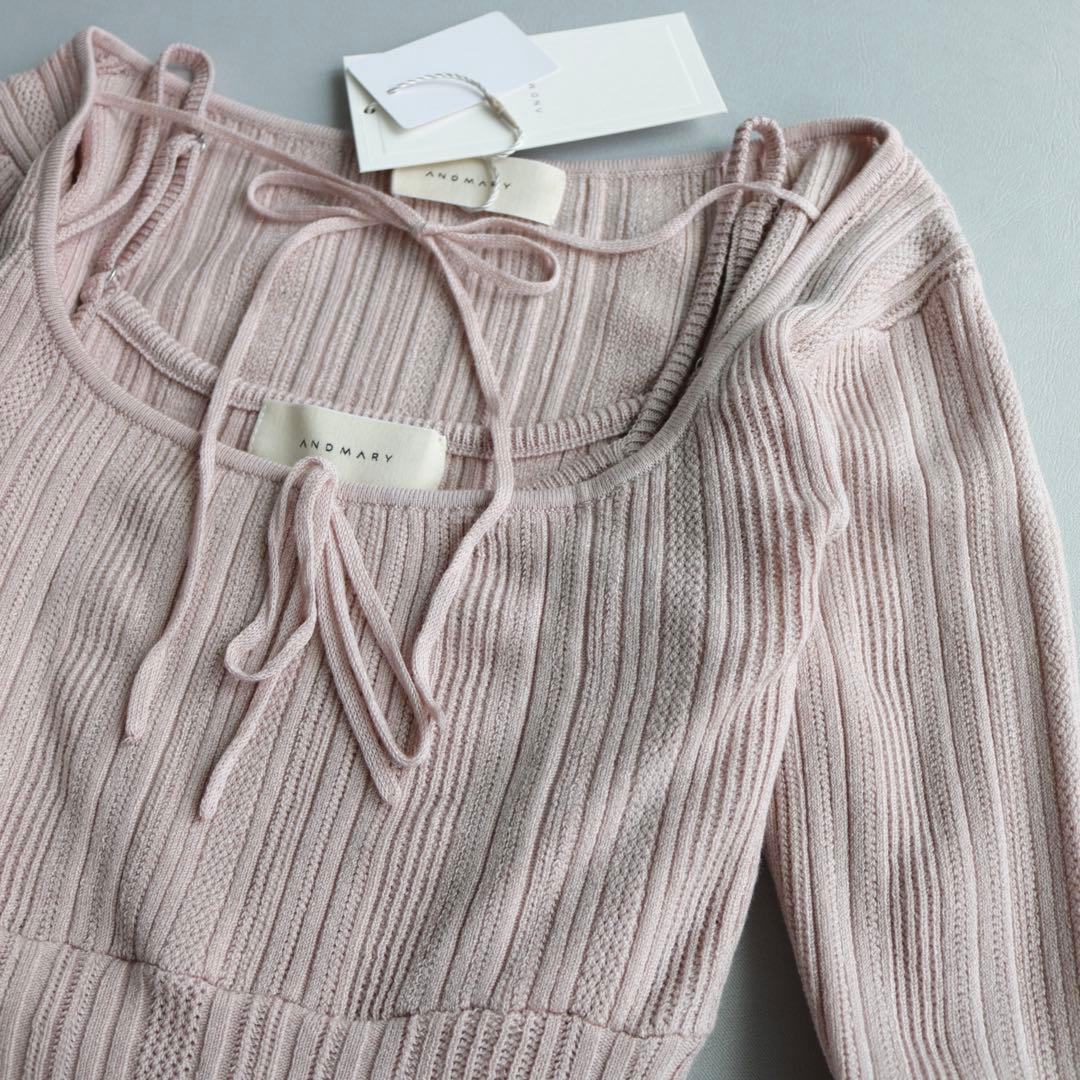 新品｜andmary Crochet frill knit tops ピンク - メルカリ