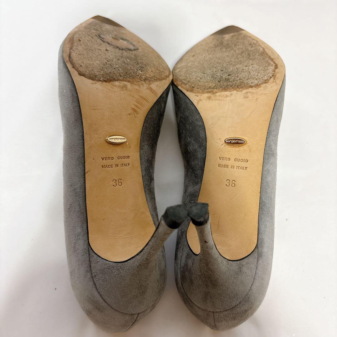 セルジオロッシ スエード グレー 23cm ポインテッドトゥ ピンヒール