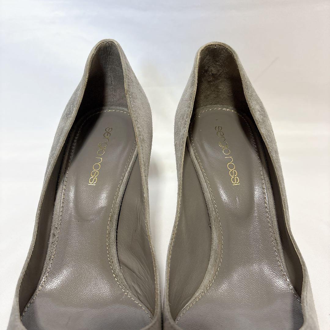 セルジオロッシ スエード グレー 23cm ポインテッドトゥ ピンヒール