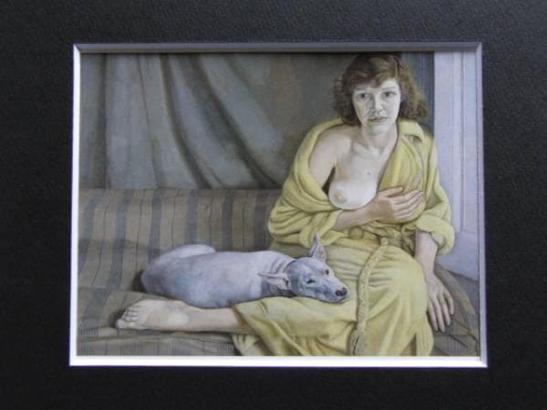 ルシアン・フロイド、女と白い犬、希少な画集より、高級新品額・額装付
