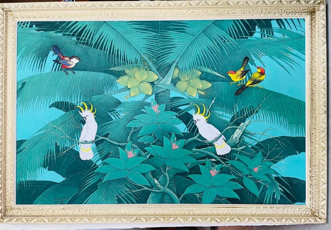 #バリ島#ウブドゥ#絵画#鳥#アート#インテリア#癒し 楽天市場】バリ絵画 鳥の絵 3羽 小鳥 シラサギ W40×H30cm ブンゴセカン