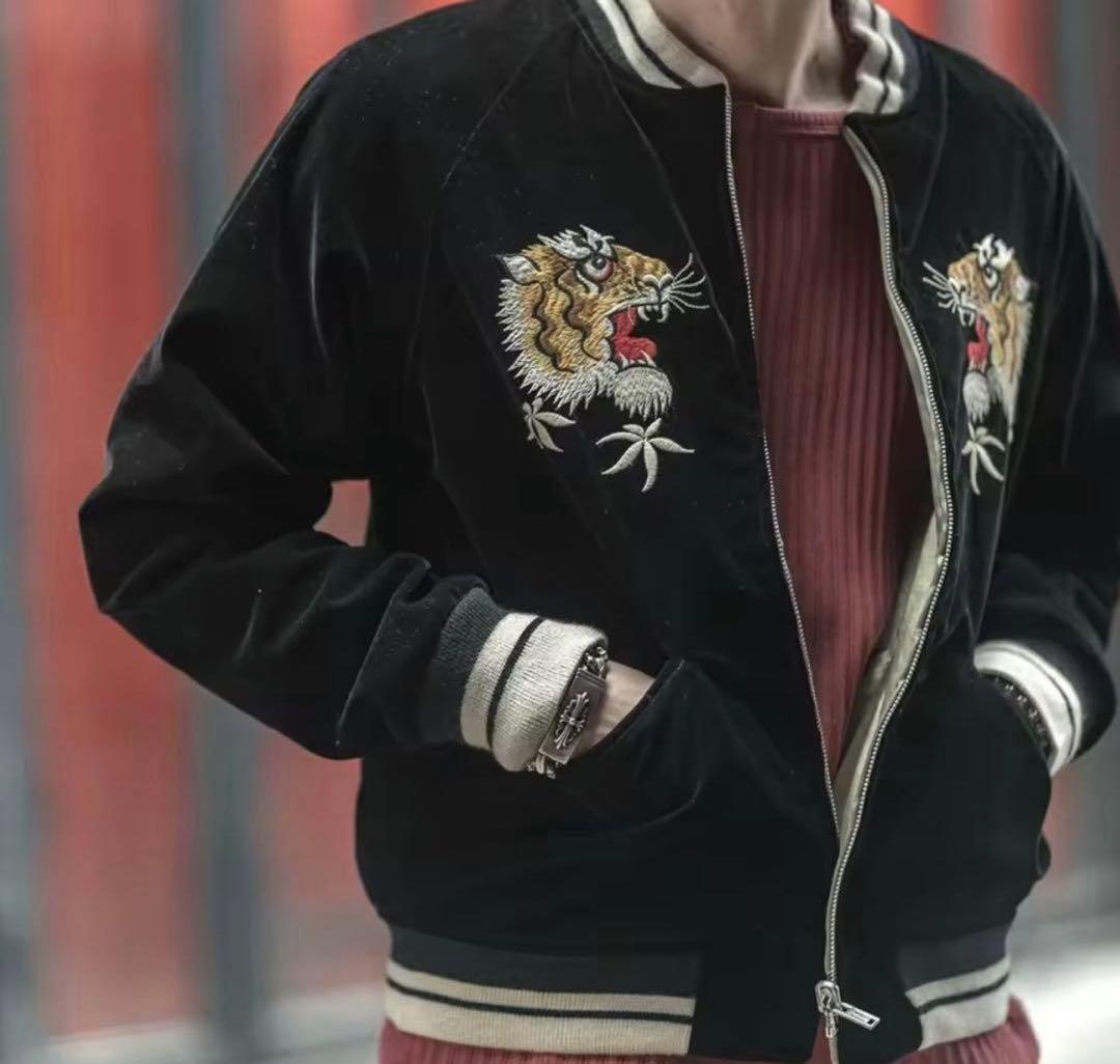 2XLリバーシブル別珍虎とサテン鷹刺繍 Japanスカジャン - メルカリ