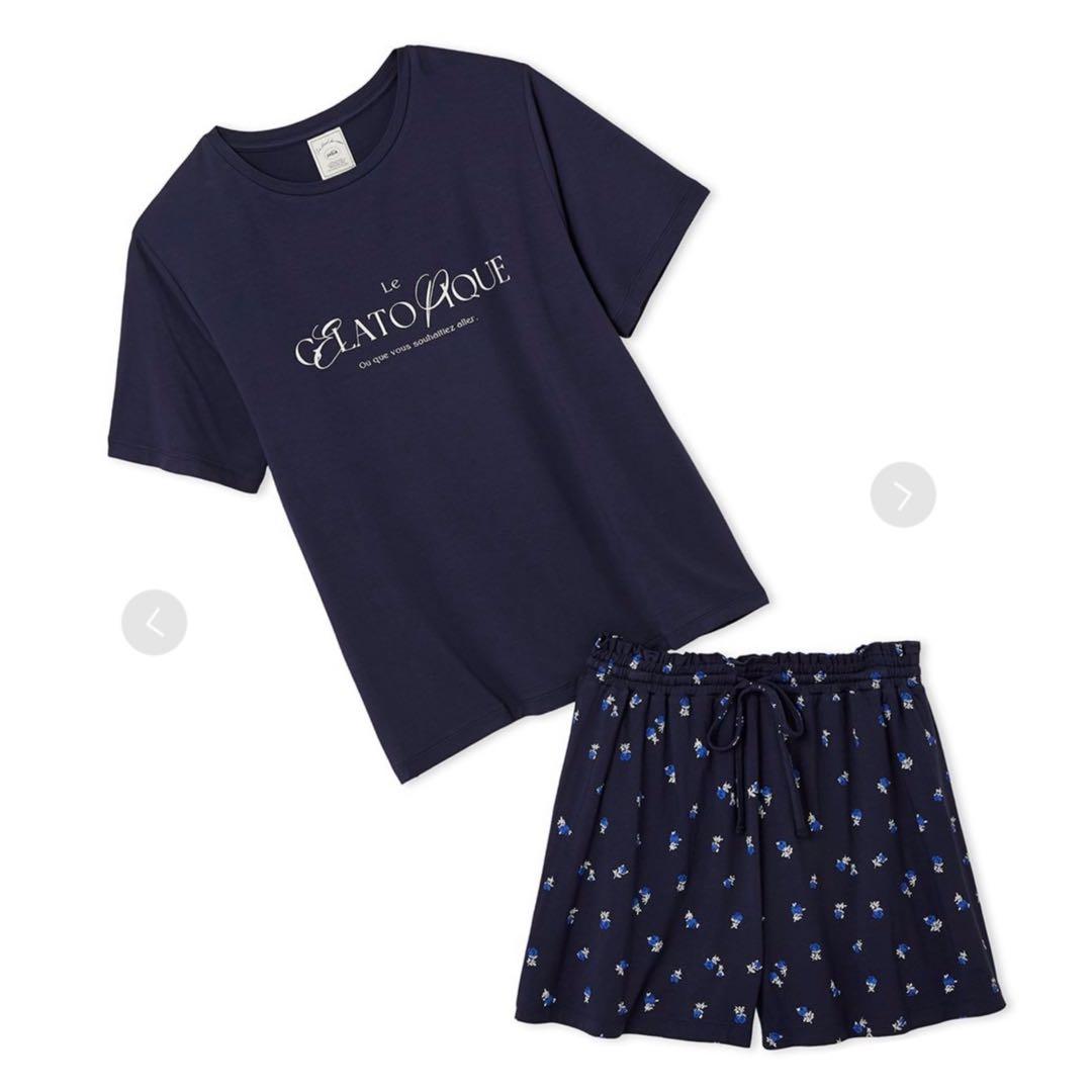 gelato pique ロゴTシャツ&花柄ショートパンツセット　ネイビー 楽天市場】SALE30%OFF ジェラートピケ gelato pique 接触冷感 モチーフ