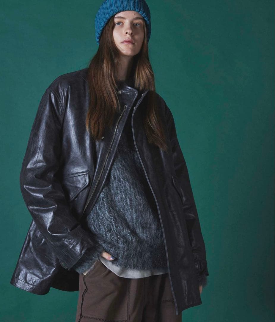 メゾンスペシャル バッファロー レザー ドレス オーバー ショート モッズコート 中古・古着通販】MAISON SPECIAL (メゾンスペシャル) Buffalo Crack