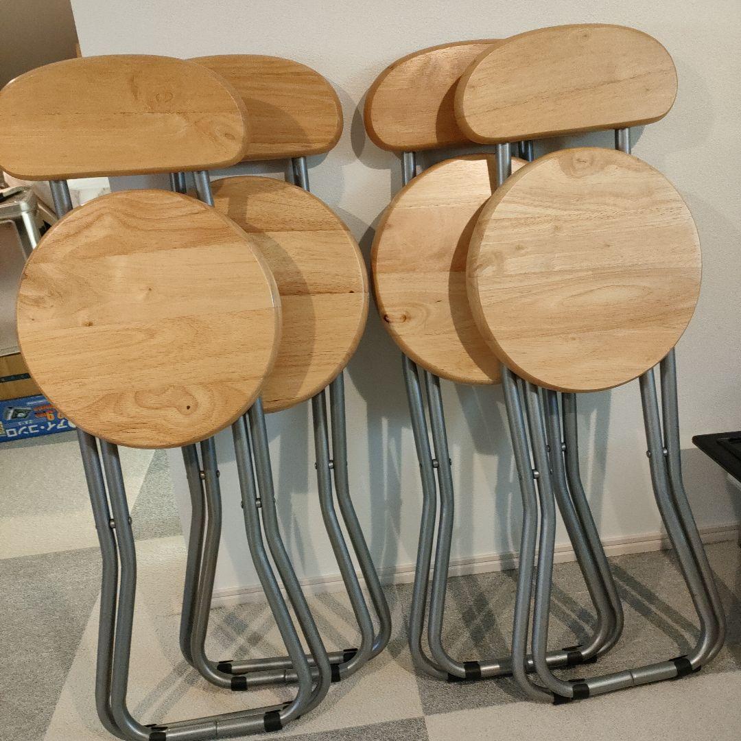 折りたたみ椅子 木製 丸椅子 4脚セット 背もたれ 北欧風 折りたたみチェア