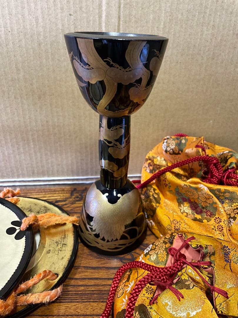 hyoutan 様専用➂ 美品高級 小鼓 豪華金蒔絵鼓 和太鼓 袋付き 楽器