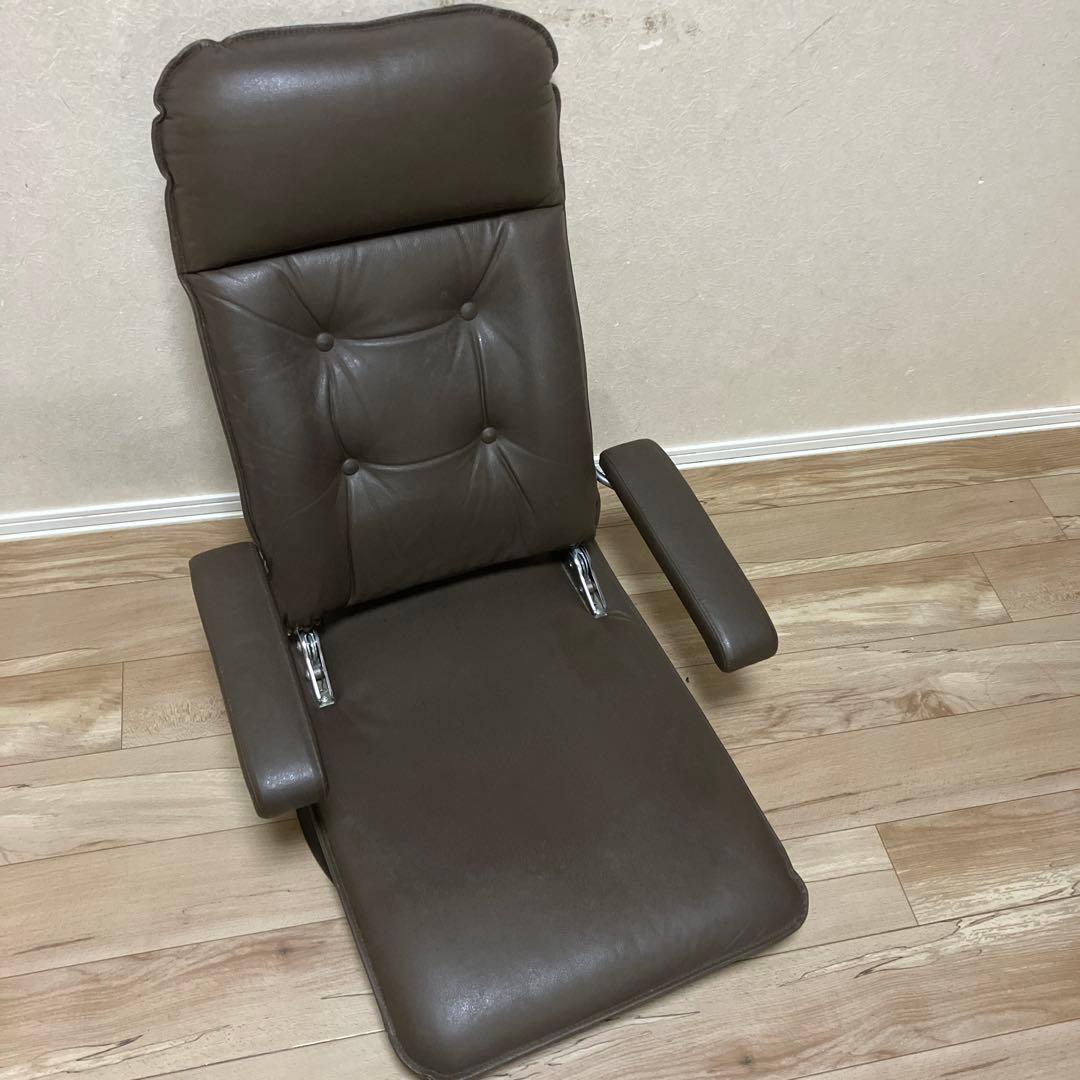 光製作所 MFR-本革 高級座椅子 ブラウン リクライニング 360度回転式