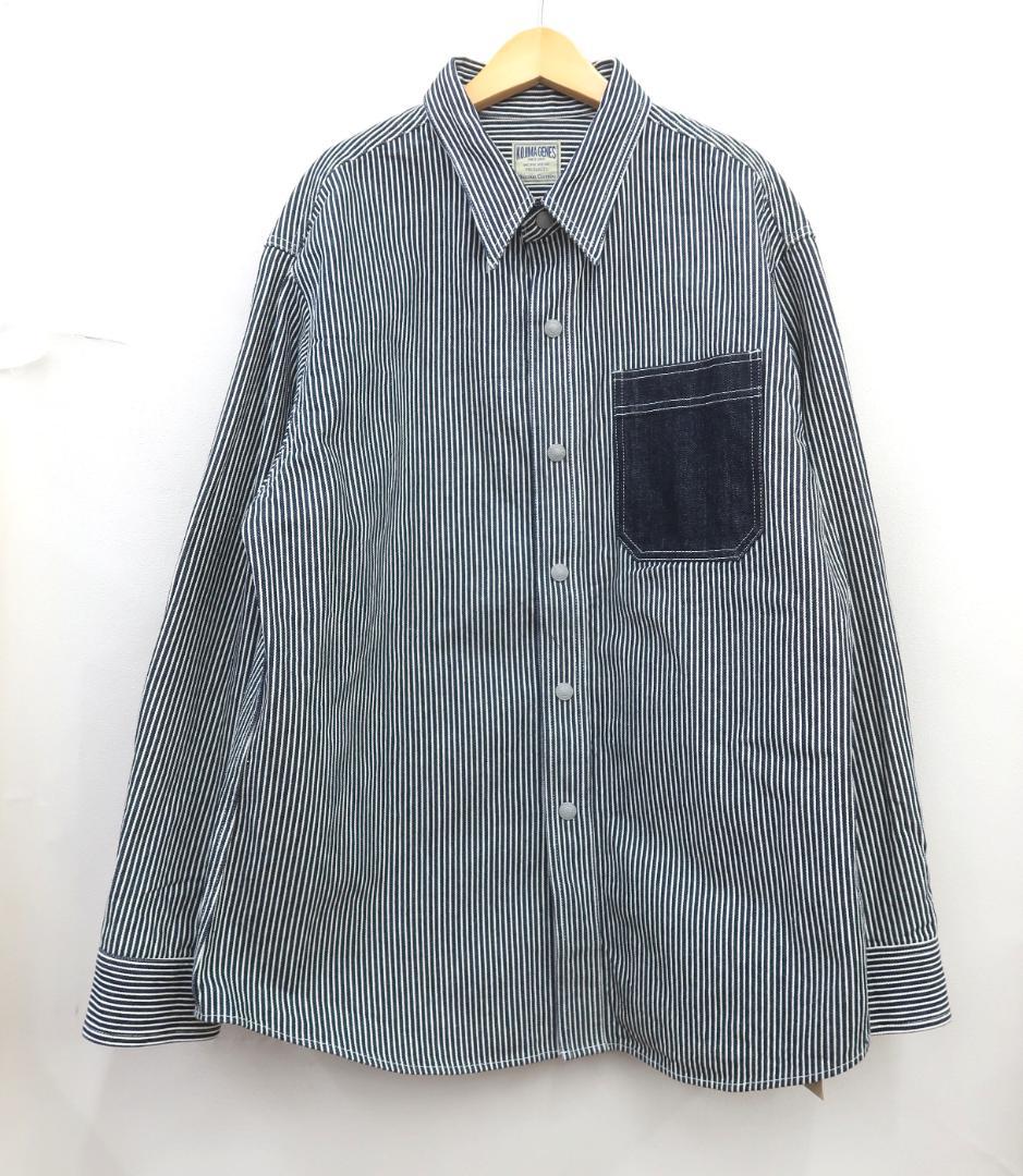 3404 未使用 児島ジーンズ デニム ヒッコリー ベーシック ワークシャツ