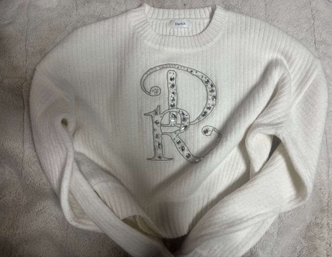 Darich DRビジューボリュームリブニットトップス WHT