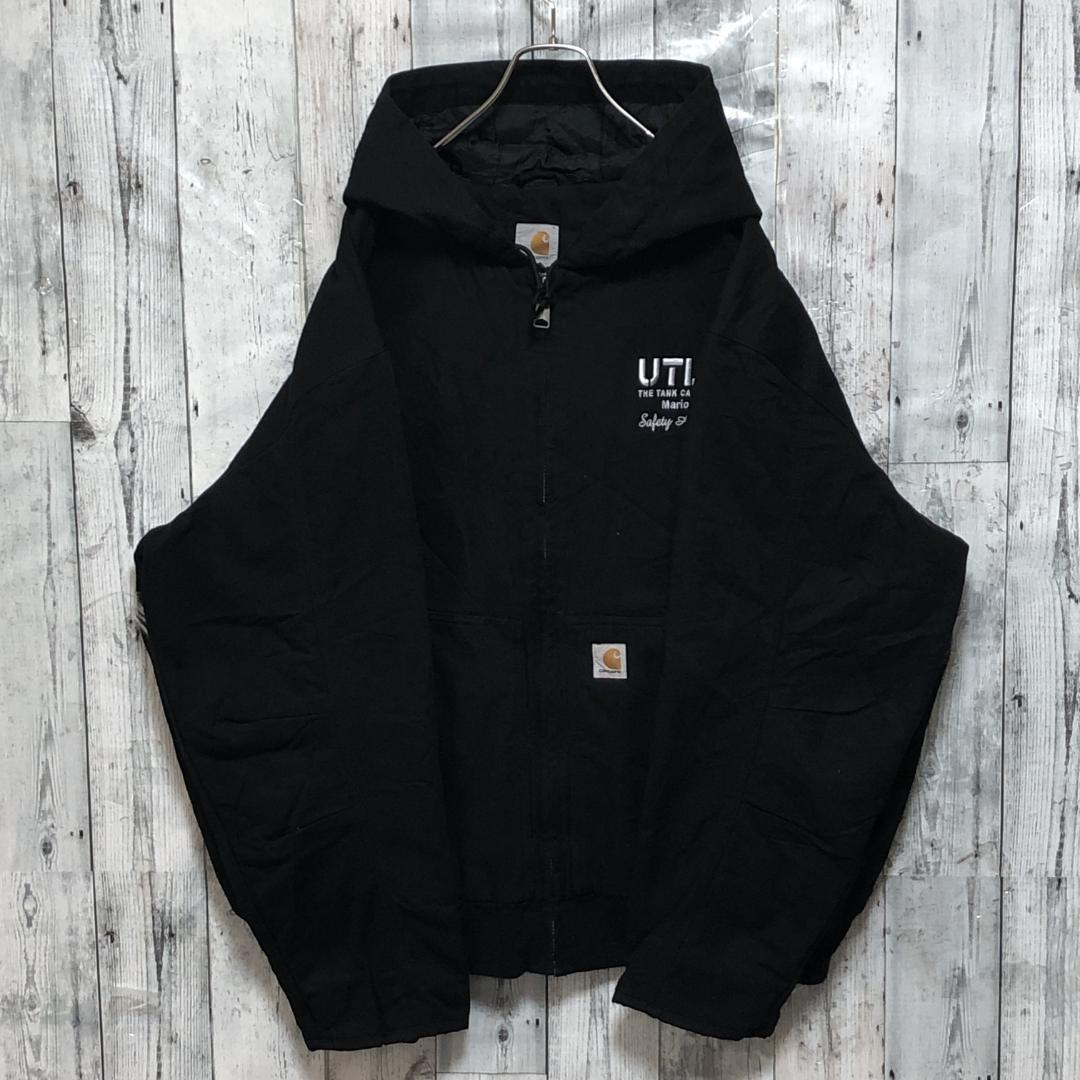 カーハート アクティブジャケット 企業物 ダック 刺繍 ロゴタグ 黒 3XL