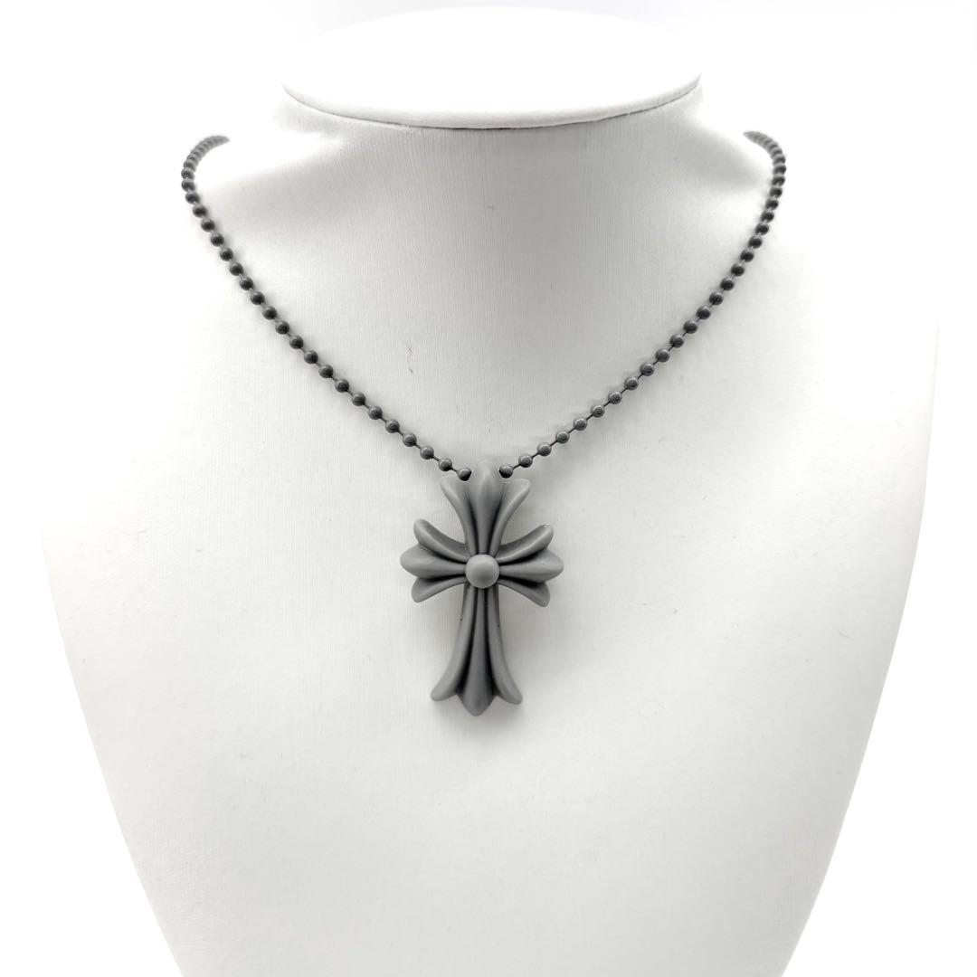 CHROME HEARTS　シリコンラバー　ネックレス　グレー　ボールチェーン