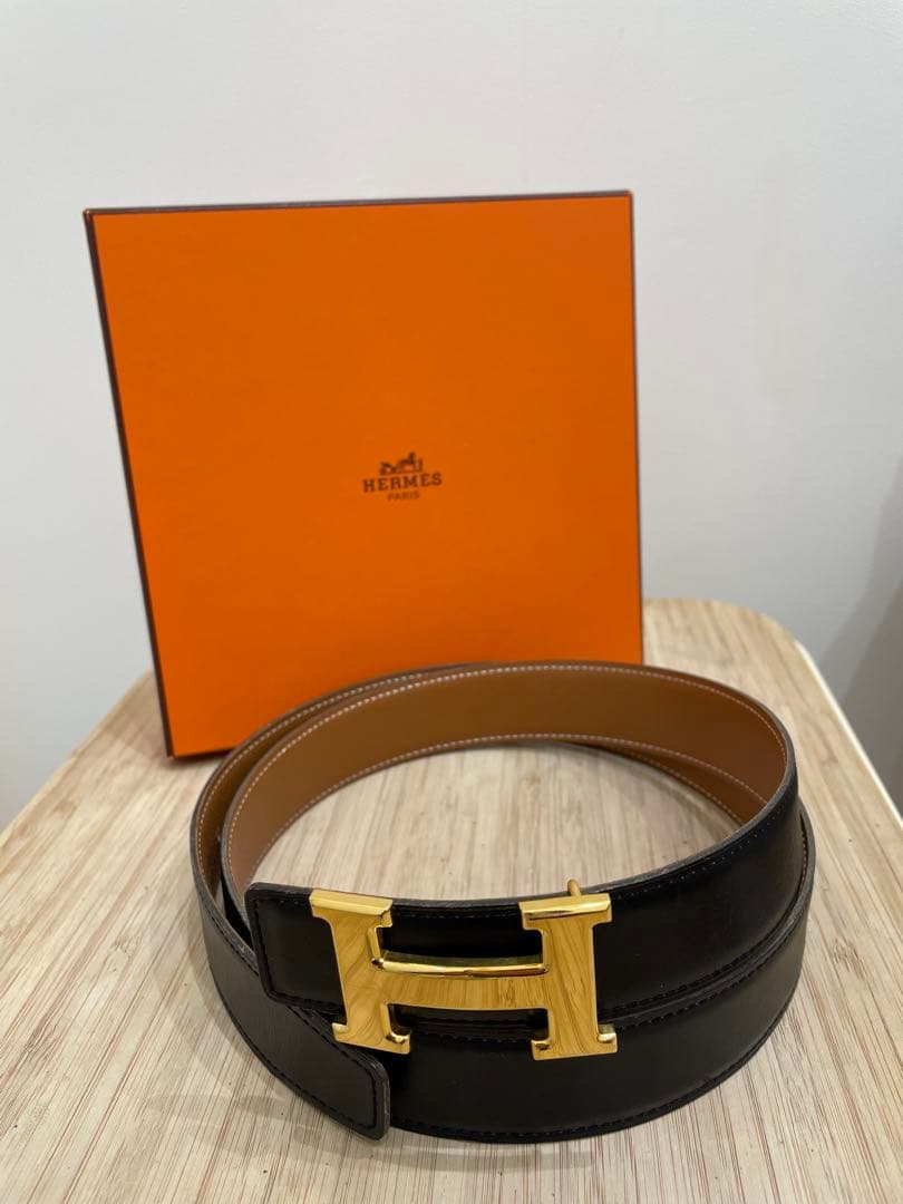 HERMES レザーベルト Hロゴ付き