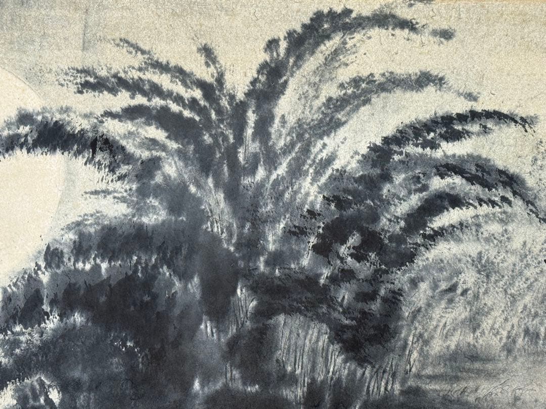 中国 蘇州画家 江和汀作 蘇州月夜 肉筆 水墨画 表具前 送料込み251211