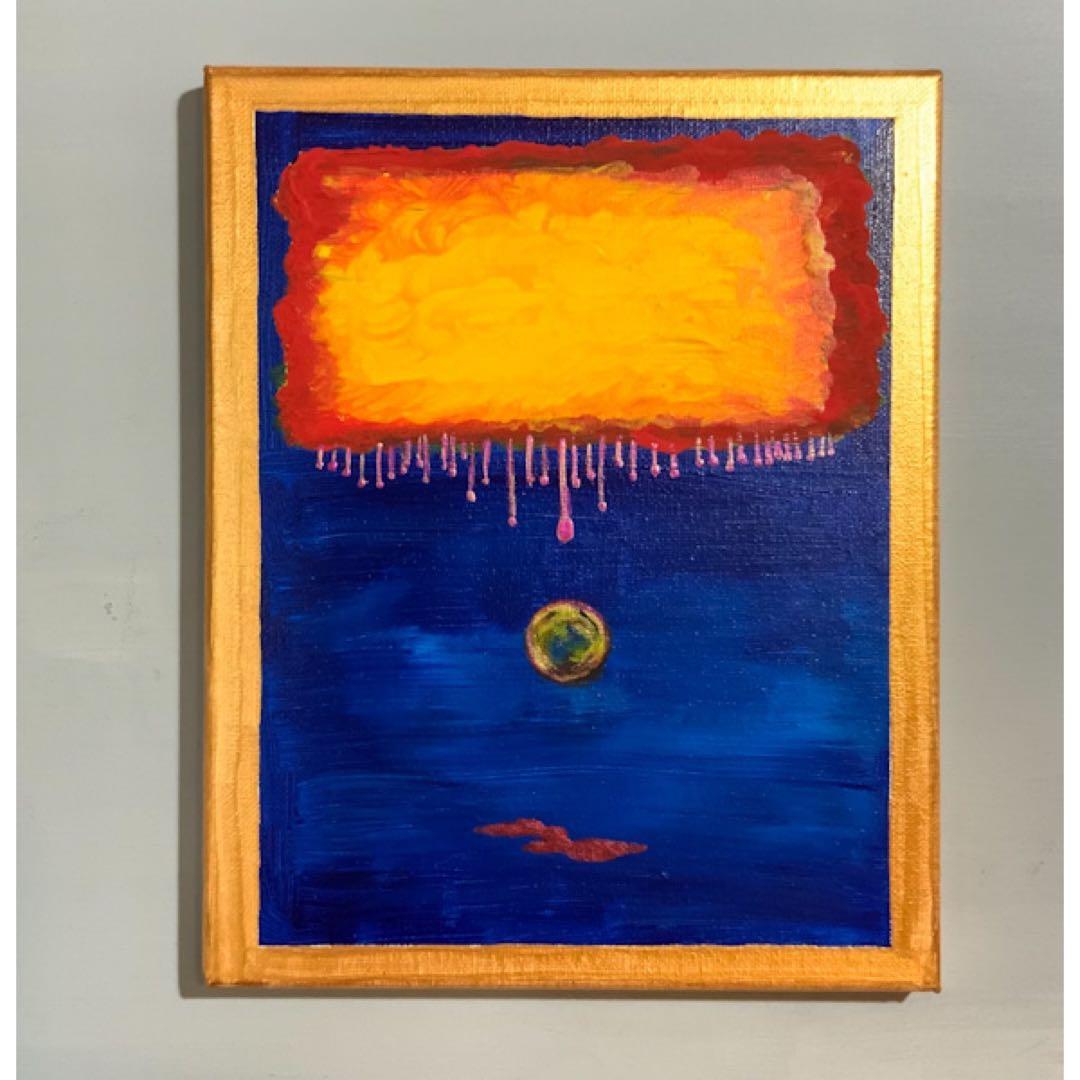 公募展入選作家による直筆現代アート 抽象画 青と黄色の世界 Tama-she