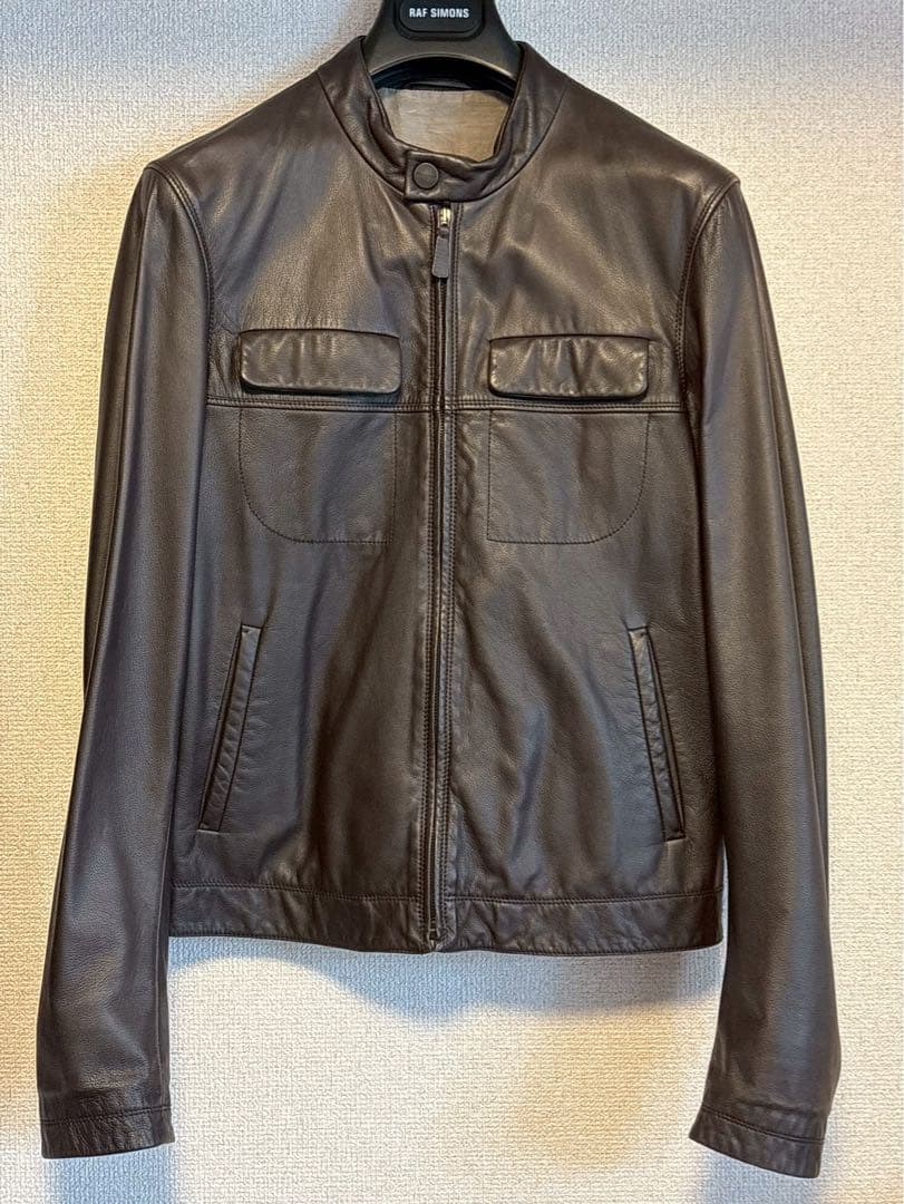 ジルサンダー　JILSANDER シングルライダース　ラム　ブラウン