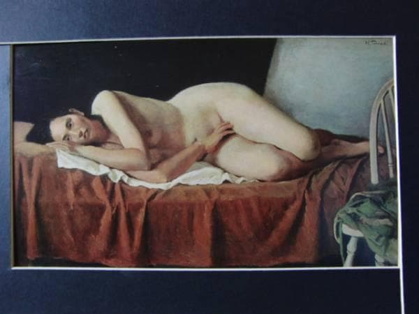 寺内萬治郎、横臥裸婦、800部限定大判画集画、新品額装