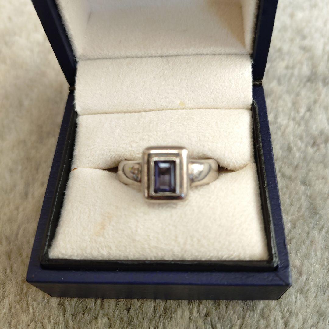 アガット シルバーリング 紫色 スクエアカット 13号