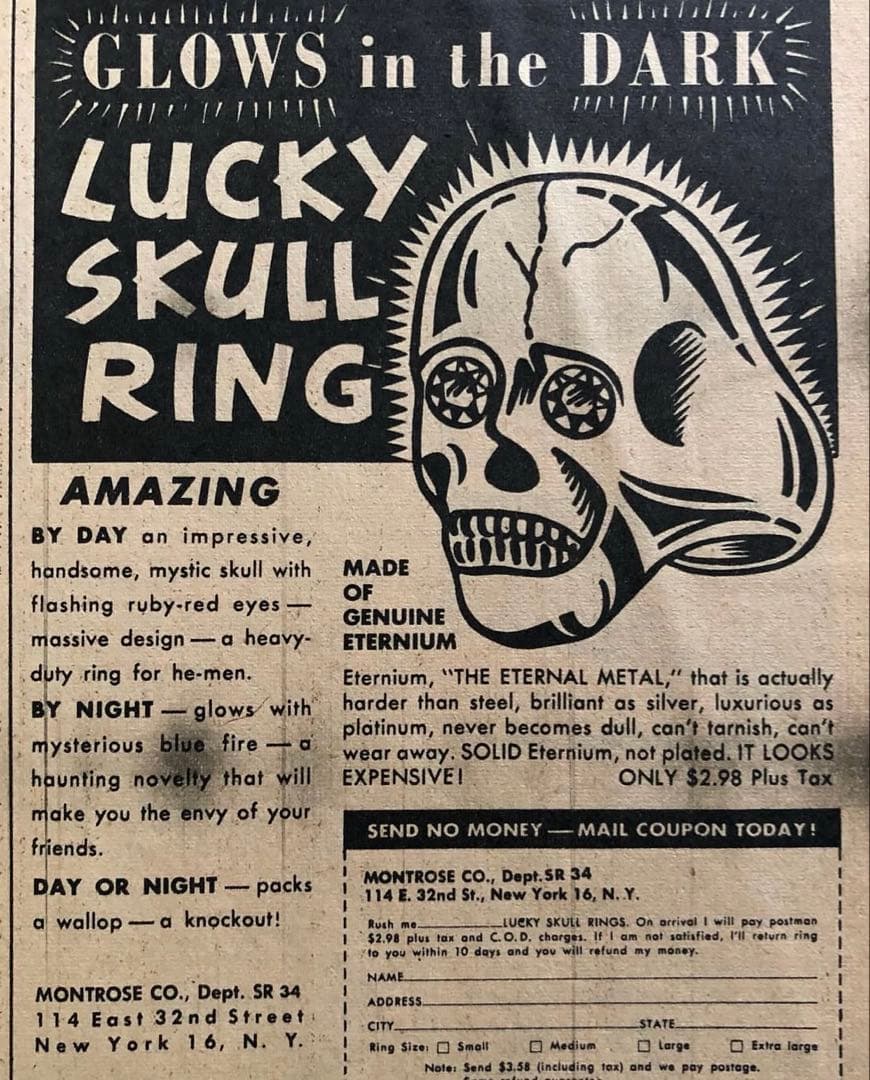 【超希少】50s スカル　メキシカン　　リング　ヴィンテージ　トイリング ヴィンテージ メキシカン リング スカル【Made in MEXICO - US ARMY