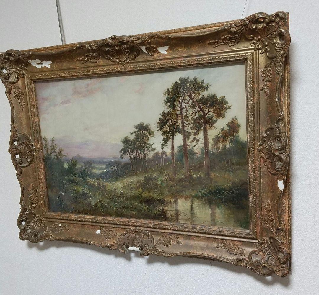 10日限定 L.Richard「サレーの風景」油彩12号 19末・20世紀初頭 風景画「台湾十分の夜景」油彩画F4/額付き アクリル面 by 福家佳則