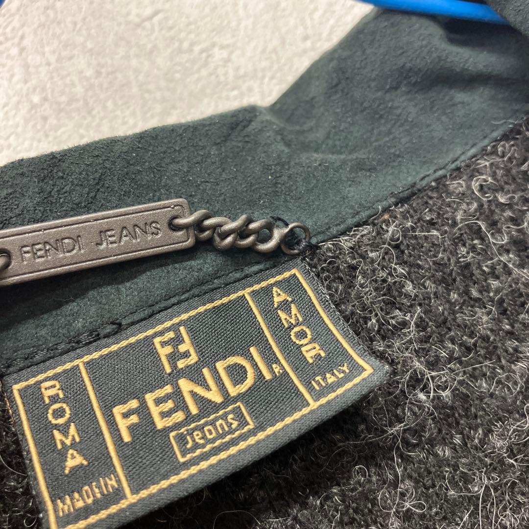 FENDI jeans ニットジャケット ニットコート レザー △1 - メルカリ