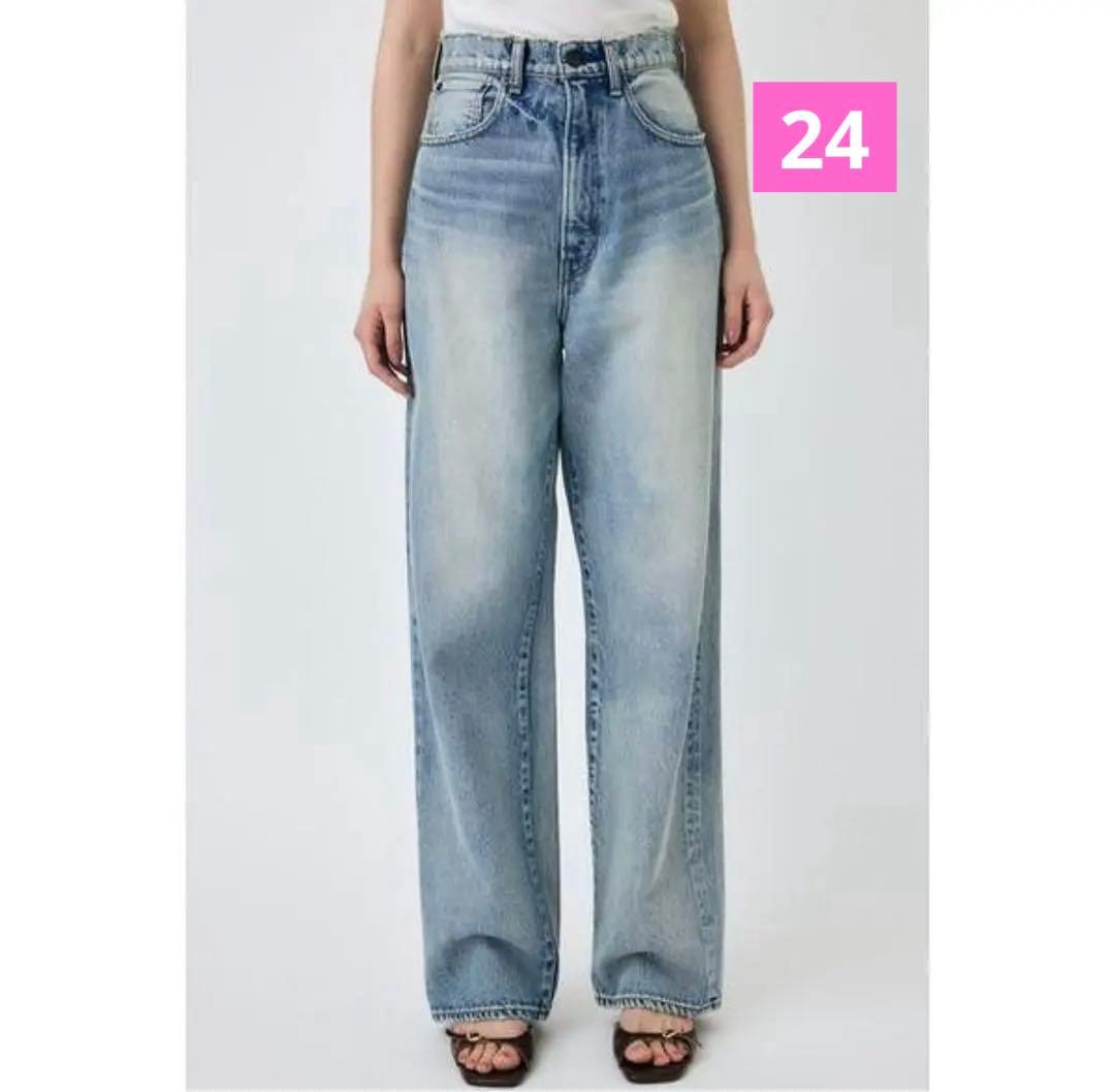 m*.様 新品　即日発送❣️マウジー　moussyハイウエストワイドレッグデニム MOUSSY（マウジー） ジーンズ デニム デニムパンツ CROSS WAIST WIDE