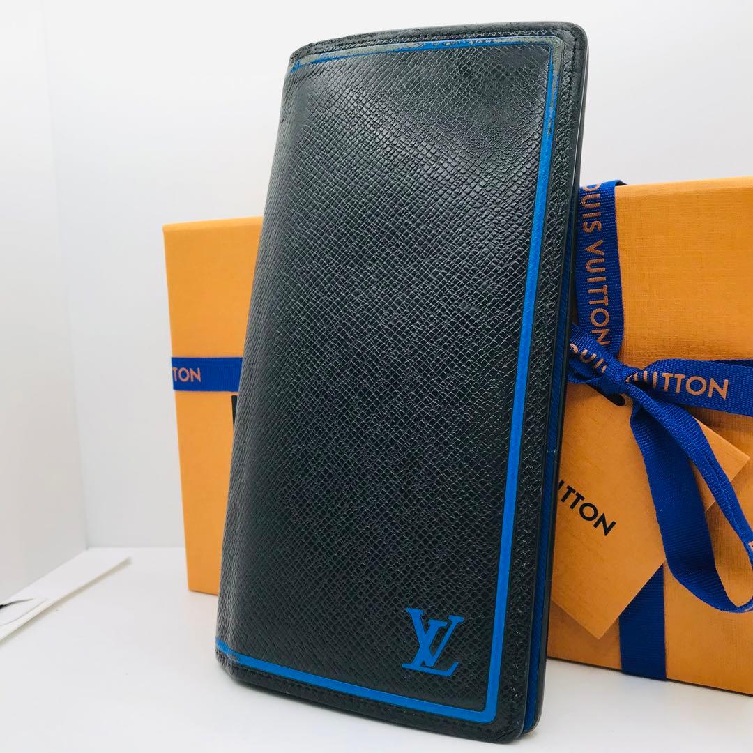 ルイヴィトン✨タイガ ポルトフォイユ プラザ 長財布 ブルーライン 希少 限定 ルイヴィトンポルトフォイユブラザ 14136 ネイビー メンズ タイガ 長