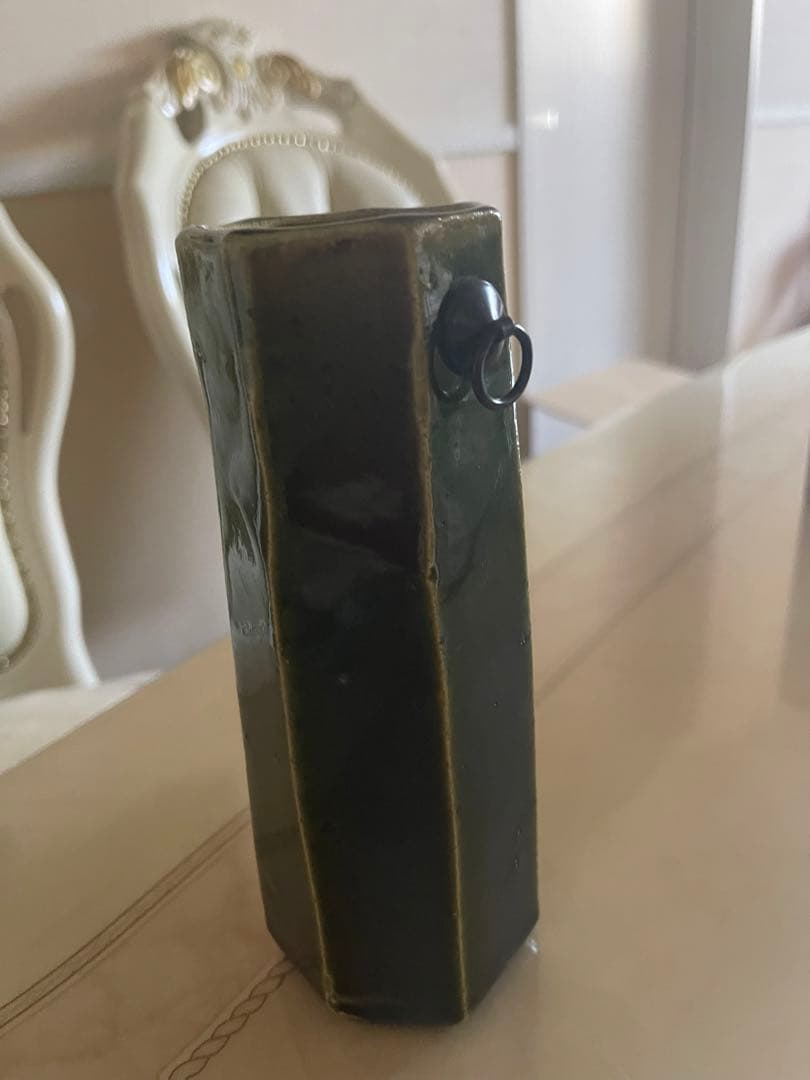 加藤春鼎　花瓶　モスグリーン