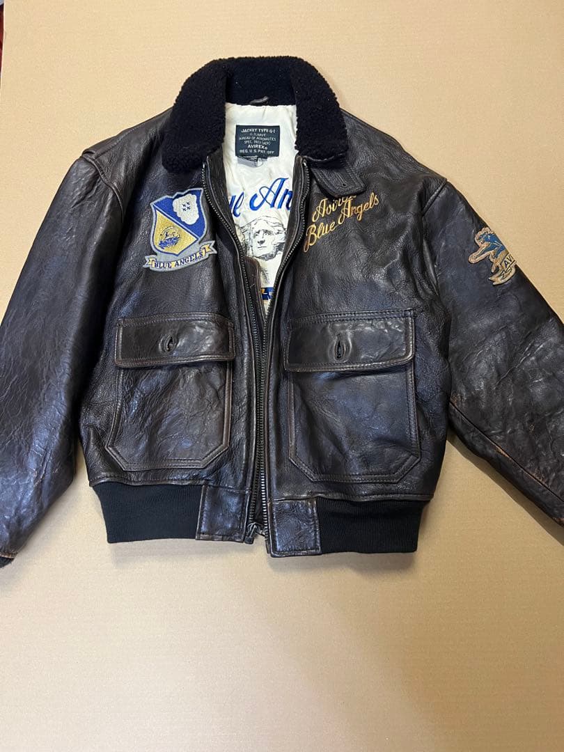 AVIREX ブルーエンジェルス レザーG-1ジャケット XS - メルカリ